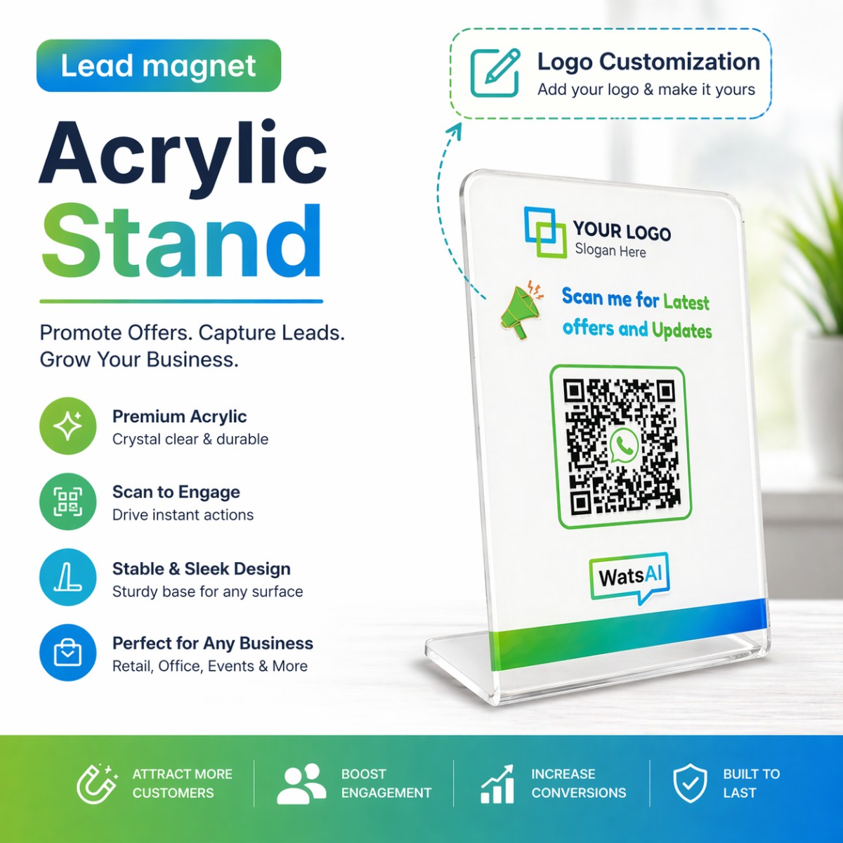 Lead Magnet Acrylic Stand with Custom Logo